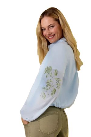 S OLIVER πουκάμισο με κέντημα σιελ