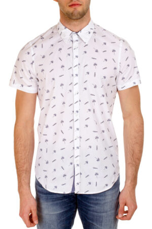 GUESS Organic Ανδρικό Πουκάμισο Κοντομάνικο Λευκό
