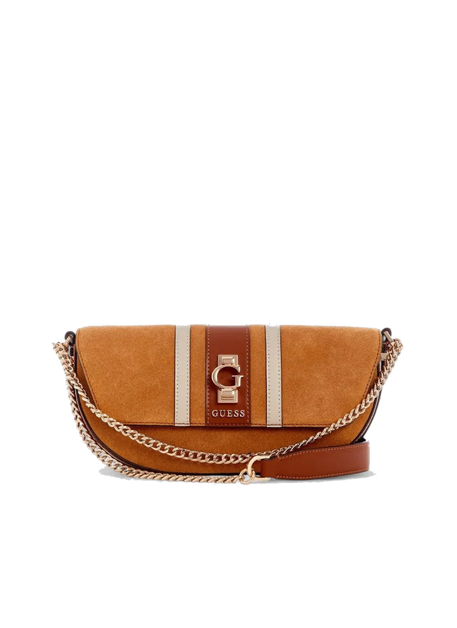 GUESS Τσάντα ώμου / crossbody SUEDE κάμελ