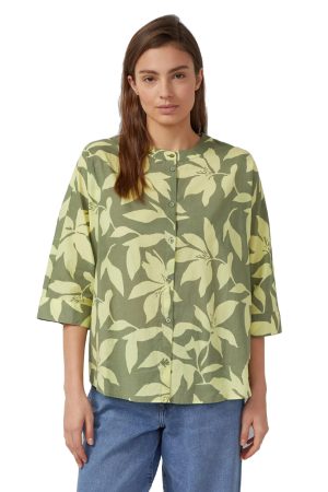 S OLIVER Πουκάμισο Oversize 3/4 μανίκι χακί