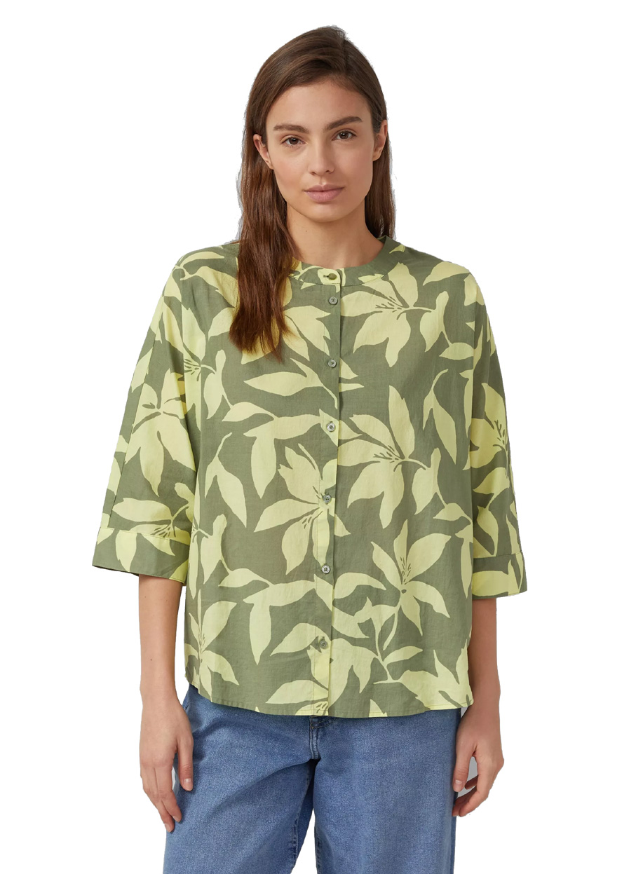 S OLIVER Πουκάμισο Oversize 3/4 μανίκι χακί