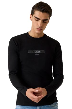 GUESS T-shirt μακρυμάνικο μαύρο