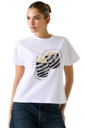 GUESS T-shirt με πέρλες άσπρο