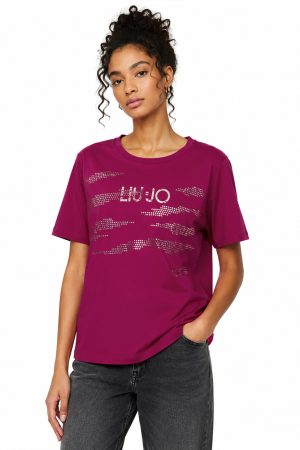 LIU JO T-shirt strass relaxed fit ροδί