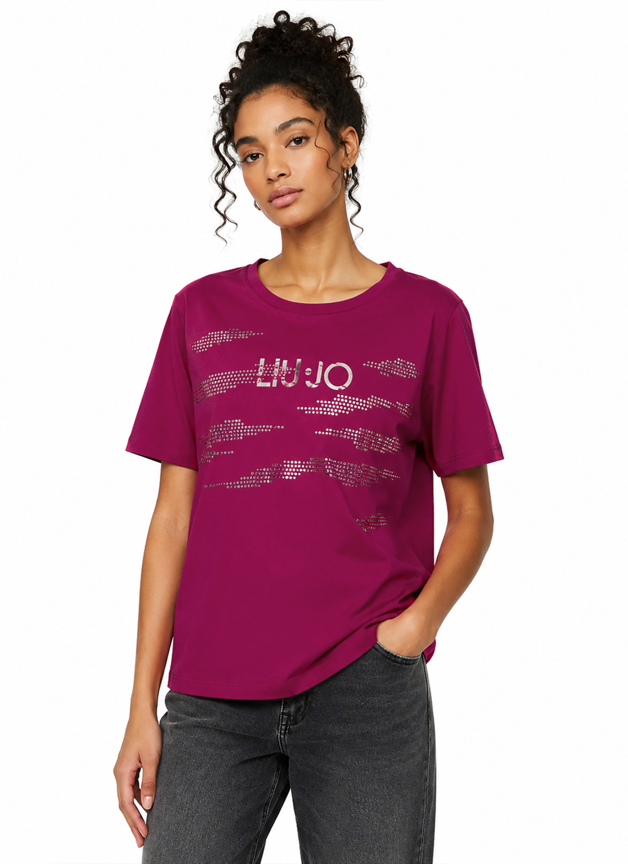 LIU JO T-shirt strass relaxed fit ροδί