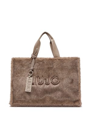 LIU JO Τσάντα tote XL faux fur μπεζ