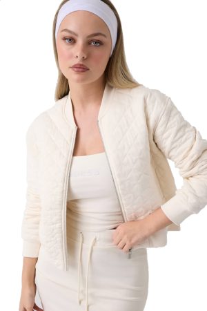 GUESS Mπουφάν crop bomber καπιτονέ εκρού